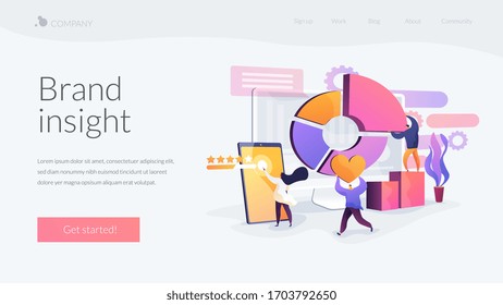 Reputation management, professional SEO analytics, social network statistics analysis. Attribution modeling, brand insight, measurement tools concept. Website homepage header landing web page template