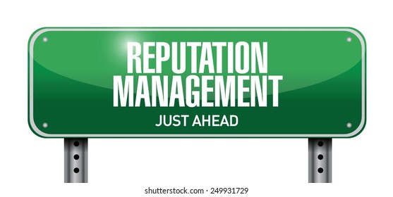 reputation management road sign illustration design over a white background
