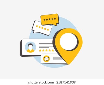 Reputation management software. Review management seo strategy - feedback analysis, monitoring and responding to local reviews. Business online reputation concept to grow customer trust and loyalty