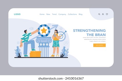 Reputation management web or landing. Building relationship with targeted audience. Customer satisfaction and engagement with a brand. Public relations strategy. Flat vector illustration