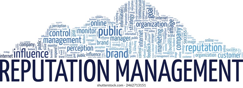 Reputation Management word cloud conceptual design isolated on white background.