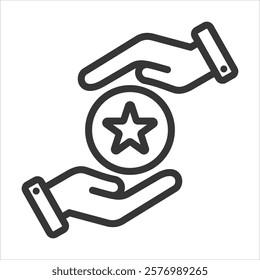 Reputation Protection Outline Icon Vector Illustration