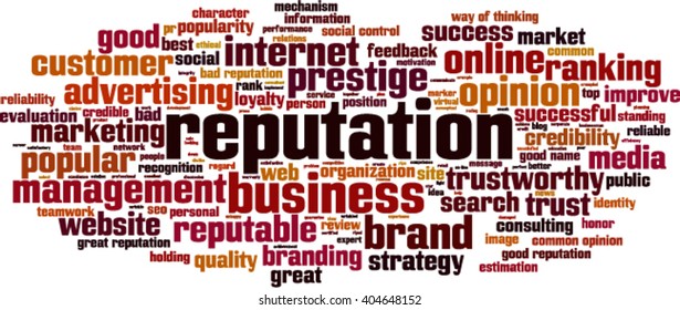 Reputation word cloud concept. Vector illustration