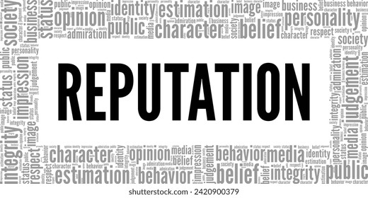 Reputation word cloud conceptual design isolated on white background.