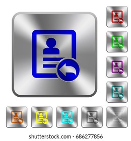 Repy contact engraved icons on rounded square glossy steel buttons