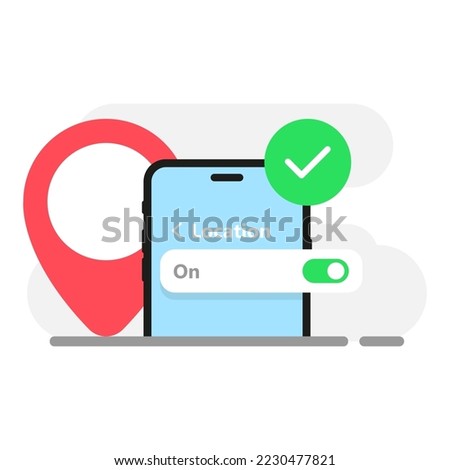 request for allow or turn on, location access permission pop up concept illustration flat design vector eps10. modern graphic element for landing page, empty state ui, infographic, icon