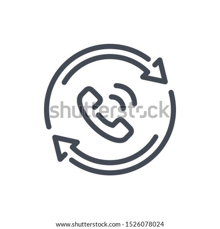 Request call back line icon. Refresh with phone tube vector outline sign.