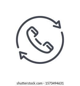 Request callback line icon. Refresh with phone tube vector outline sign.