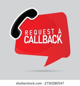 Request a callback red communication badge for automated customer service systems and lead generation marketing