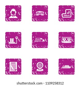 Request cargo icons set. Grunge set of 9 request cargo vector icons for web isolated on white background