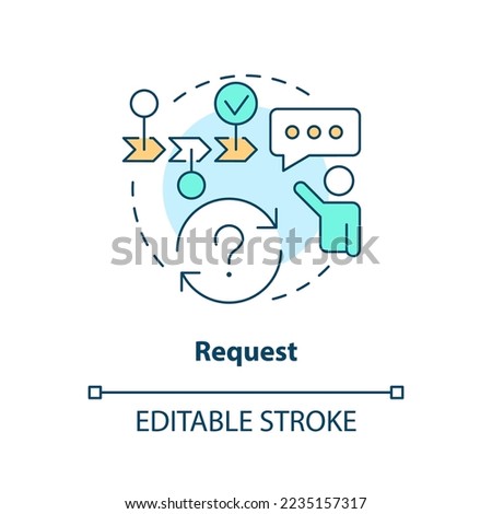 Request concept icon. New features. Product function. Release management process step abstract idea thin line illustration. Isolated outline drawing. Editable stroke. Arial, Myriad Pro-Bold fonts used