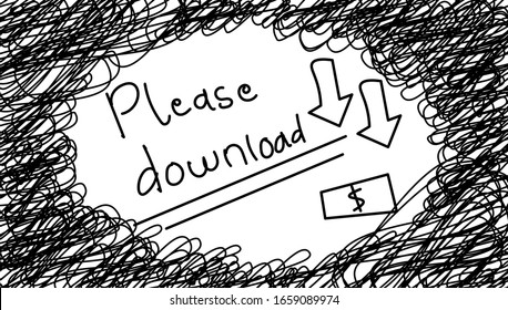request to download. words please download. doodle style