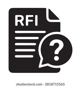 Request for information rfi document icon with speech bubble and question mark information document