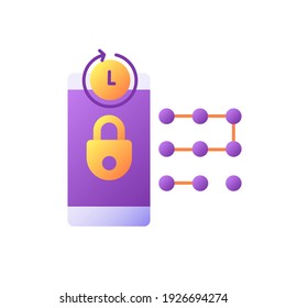 Request new PIN vector flat color icon. E wallet security system. Entering smartphone passcode. Bank personal account protection. Cartoon style clip art for mobile app. Isolated RGB illustration