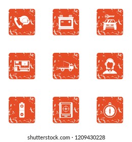 Request processing icons set. Grunge set of 9 request processing vector icons for web isolated on white background