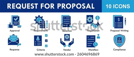 Request for Proposal icon collection set. Containing design business, request, proposal, strategy