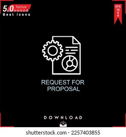 REQUEST PROPOSAL icon vector on black background. Simple, isolated, flat icons, icons, apps, logos, website design or mobile apps for business marketing management,
UI UX design Editable stroke. EPS10