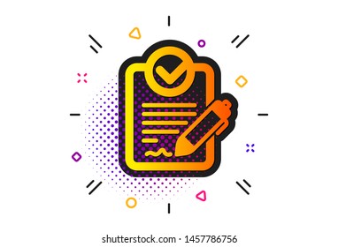 Request for proposal sign. Halftone circles pattern. Rfp icon. Report document symbol. Classic flat rfp icon. Vector