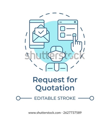 Request for quotation soft blue concept icon. Product information, customer support. Round shape line illustration. Abstract idea. Graphic design. Easy to use in infographic, article