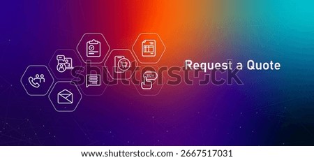 Request a Quote web header with icons related to sales contact and business inquiry to encourage customer inquiries and transactions
