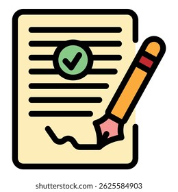 Icono de solicitud de firma. Esquema de solicitud de firma de Vector de color plano aislado