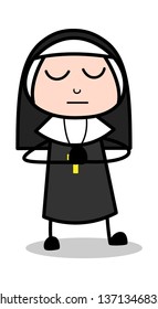 Requesting - Cartoon Nun Lady Vector Illustration﻿