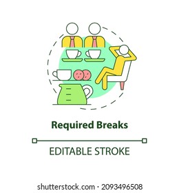 Required breaks concept icon. Necessary rest periods. Staff relaxation abstract idea thin line illustration. Isolated outline drawing. Editable stroke. Roboto-Medium, Myriad Pro-Bold fonts used