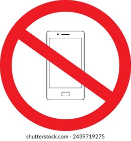 Required sign prohibiting the use of smartphones in this area in vector illustration format.