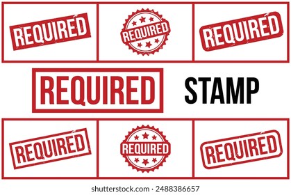 Required Stamp. Red Required Rubber grunge Stamp set