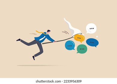 Requirement gathering, catch up meeting summary, client or customer opinion, conversation, effective communication or message and conversation concept, businessman catching dialog speech bubble.