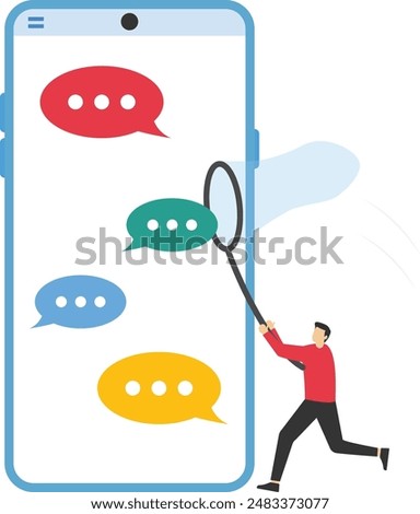 Requirement gathering, catch up meeting summary, client or customer opinion, conversation, effective communication or message and conversation concept, businessman catching dialog speech bubble.

