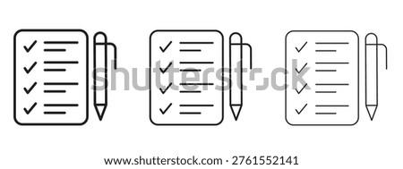 Requirements icon. black strokes lines vector pack for graphic work