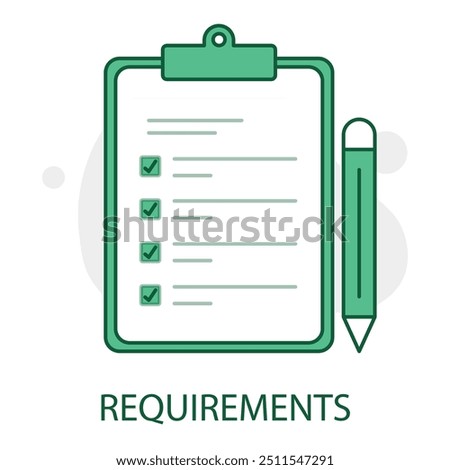 Requirements icon with editable stroke. Requirement analysis, project requirements, business requirements, requirement gathering, system requirements.
