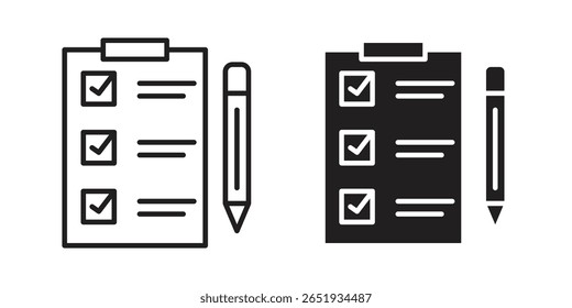 Icono de requisitos. Versiones planas y de trazo. Elementos gráficos.