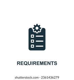 Requirements icon. Monochrome simple sign from operation management collection. Requirements icon for logo, templates, web design and infographics.