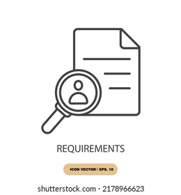 Anforderungssymbole, Vektorelemente für Infografik-Web