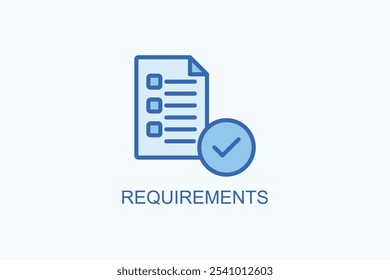 Ilustração de símbolo de sinal de logotipo ou vetor de requisitos