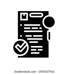 requisition review glyph icon vector. requisition review sign. isolated contour symbol black illustration