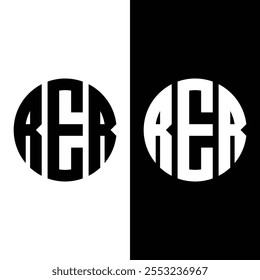 Projeto do logotipo da letra RER na ilustração. 