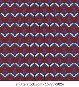 Rero geometric flower seamless pattern vector, repeating vintage mood and tone ,Design for fashion ,fabric, web,wallpaper,wrapping and all prints on dark maroon background color