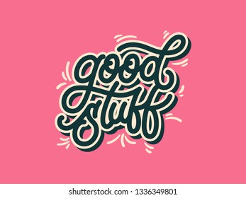 Rerto green Line Calligraphy Good Stuff Decorative with Border