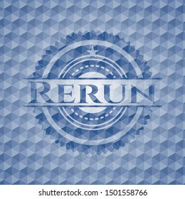 Rerun blue hexagon badge. Vector Illustration. Detailed.
