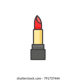 Res lipstick flat line colored icon.