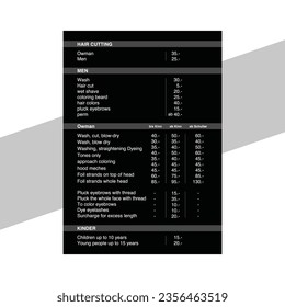 Resaurant Salon Pricelist Luxury Flyer design template