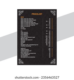 Plantilla de diseño del restaurante Salon Pricelist Luxury Flyer