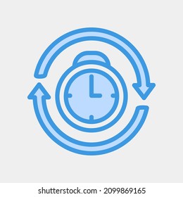 Reschedule icon vector illustration in blue style about calendar and date, use for website mobile app presentation