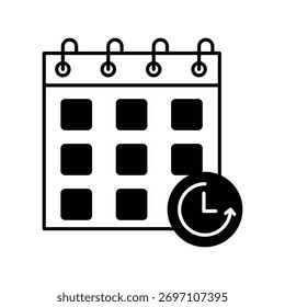 Ícone de reagendamento com ilustração de estoque de vetor de fundo branco