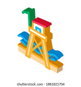 rescue beach tower icon vector. isometric rescue beach tower sign. color isolated symbol illustration