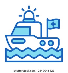 Rettungsboot-Symbol blau, Vektorgrafik