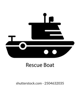 Rescue boat icon designed in filled style 